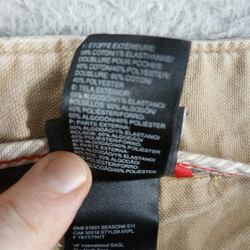 The North Face Carpenter Shorts Heavyweight Canvas Tan Khaki‎ Size 34